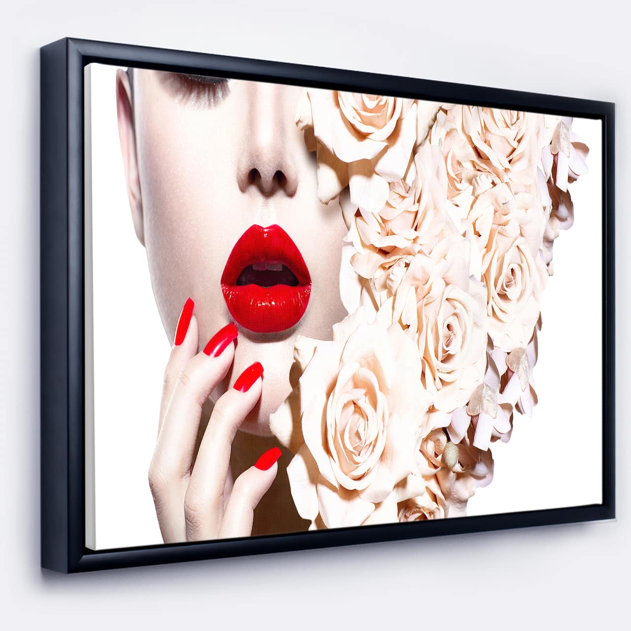 Designart - Woman's Fashion and Floral Design - Sensual Canvas Art Print in Black Frame